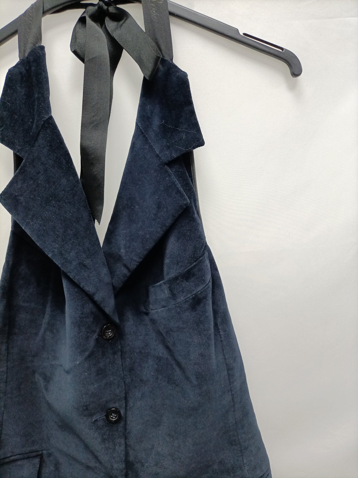 DENNY ROSE. Chaleco azul terciopelo T.s