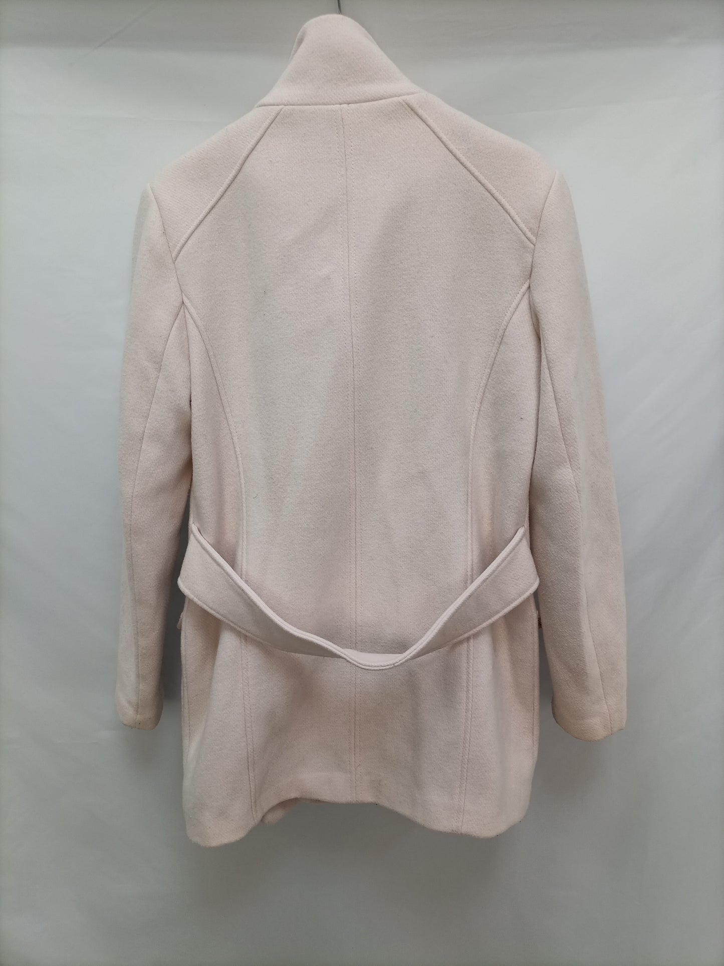 ZARA.  Abrigo de paño rosa T.m