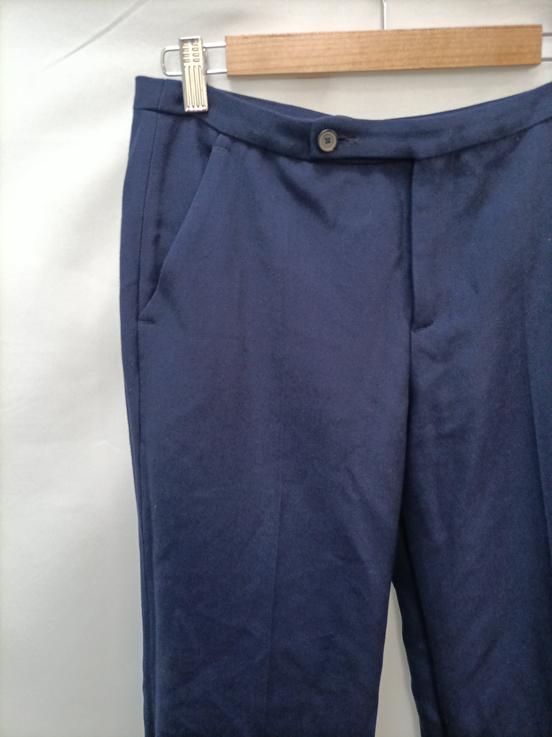 ZARA. Pantalón azul pinzas textura T.XS