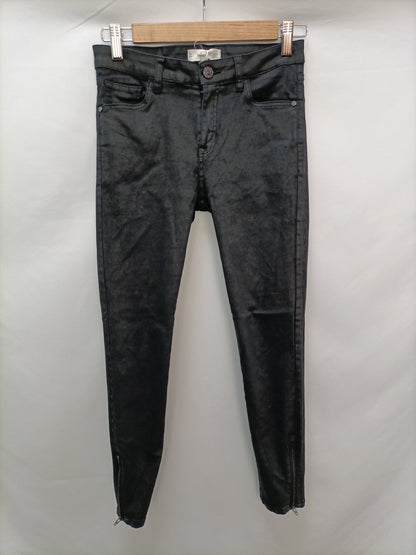 MANGO. Pantalón negro cremalleras T.34