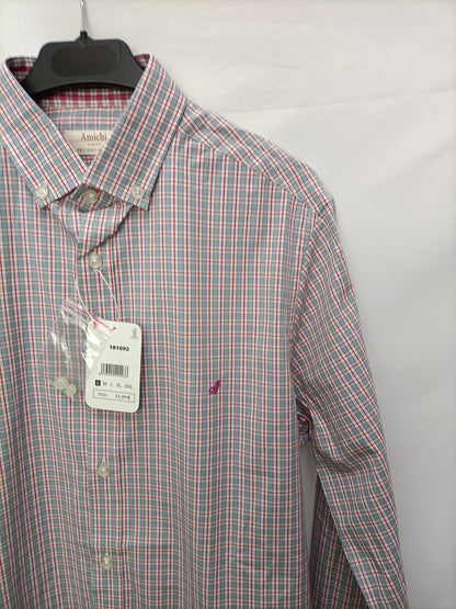 AMICHI. Camisa cuadros gris