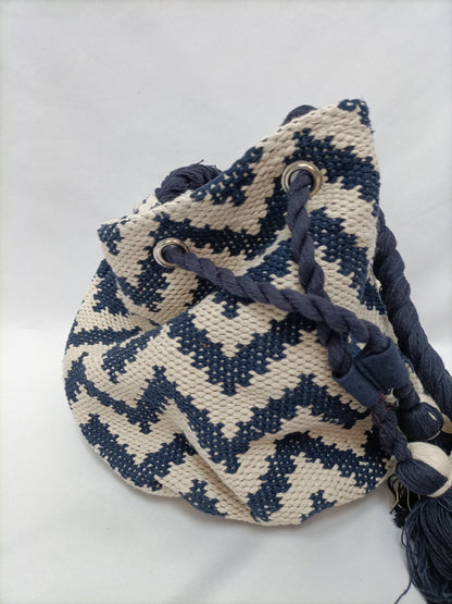 UNIT. Blue and beige bag