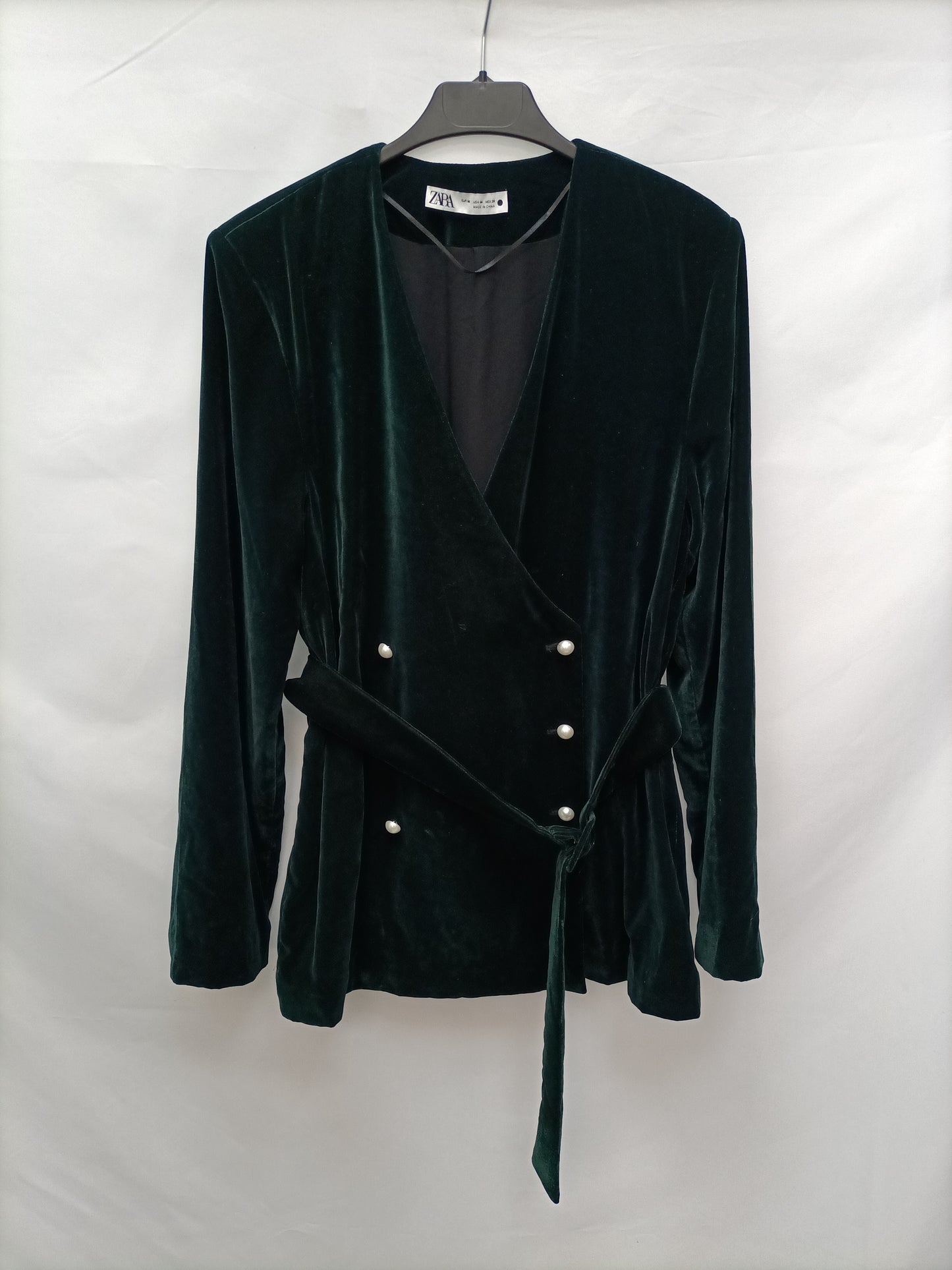 ZARA. Chaqueta verde terciopelo T.m