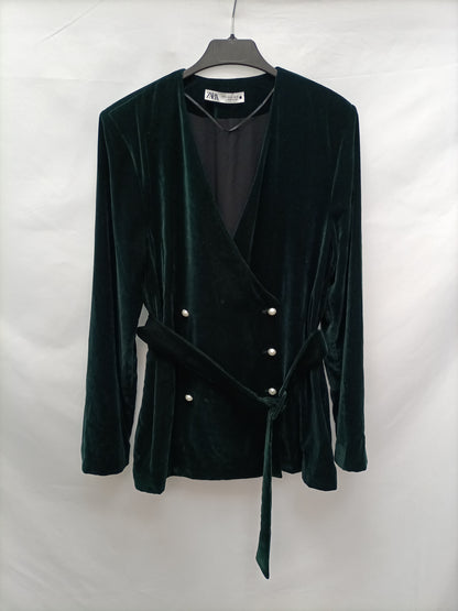 ZARA. Chaqueta verde terciopelo T.m