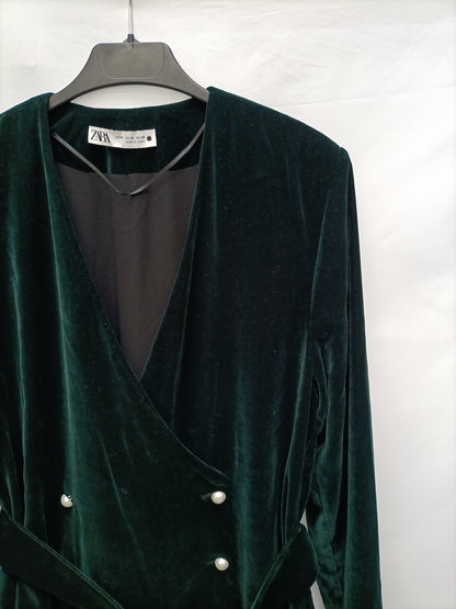ZARA. Chaqueta verde terciopelo T.m