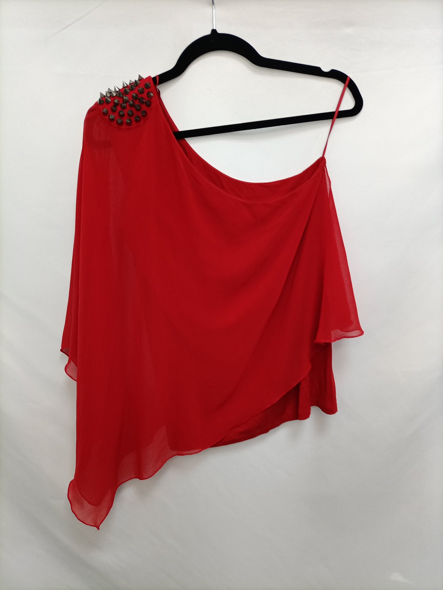 ZARA. Blusa roja asimétrica T.m