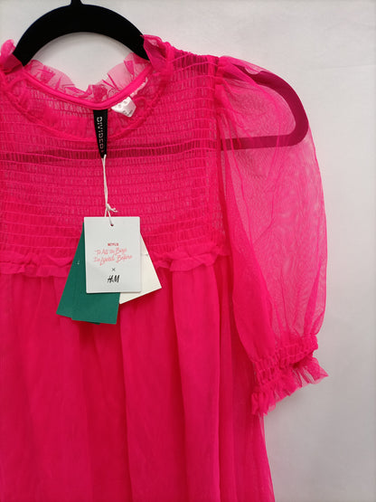 H&M. Vestido corto rosa  T.xs
