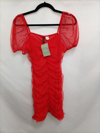 H&M. Vestido fruncido rojo  T.s