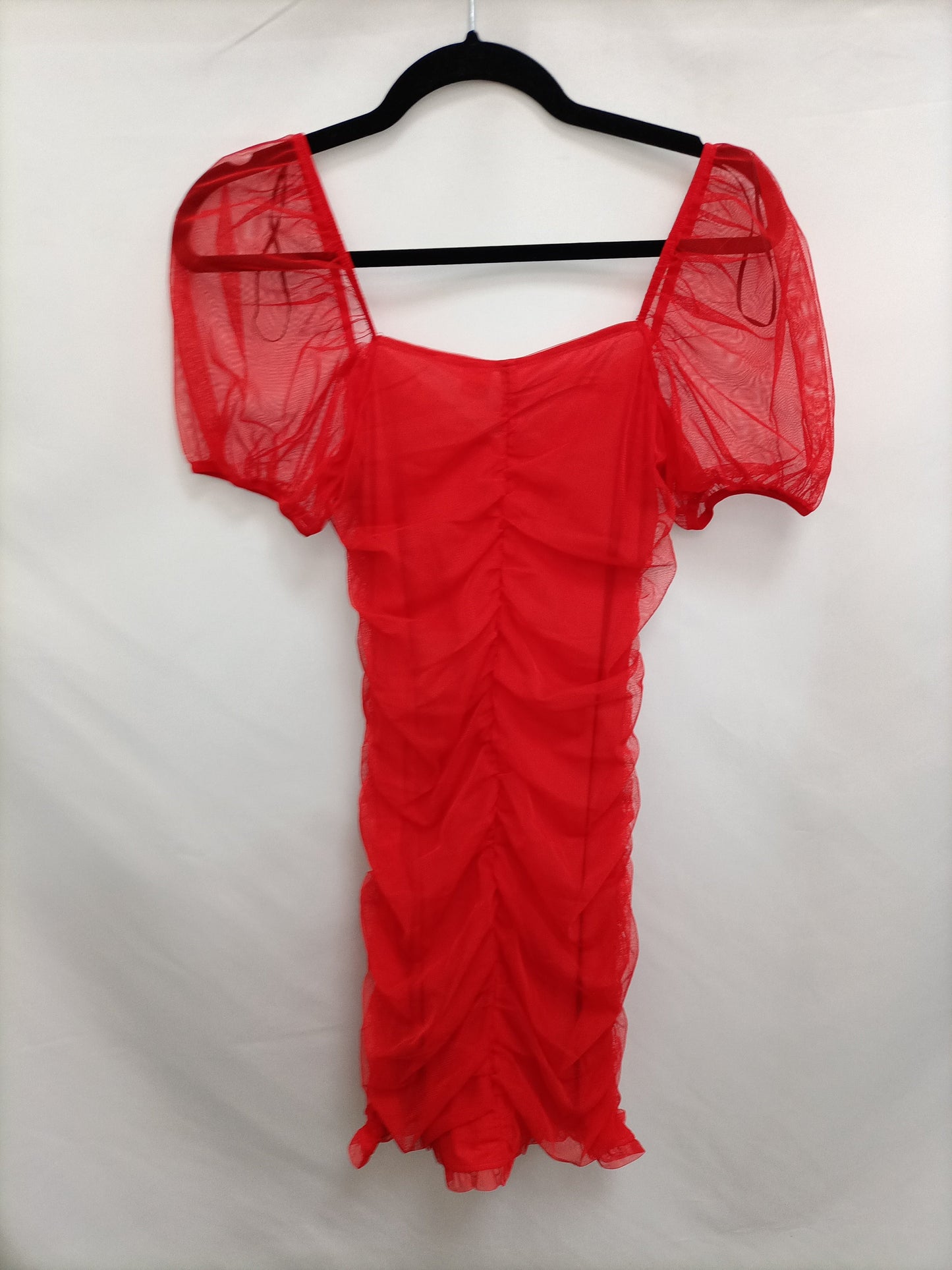 H&M. Vestido fruncido rojo  T.s