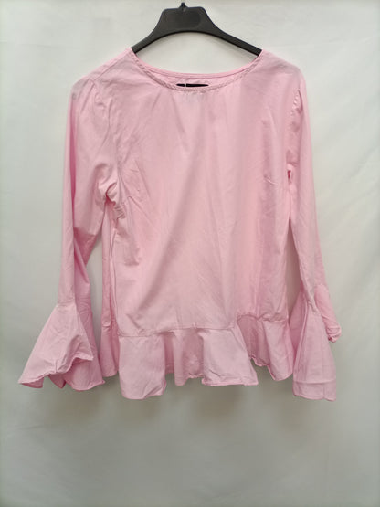 PRIMARK. Pink ruffled blouse, size 36