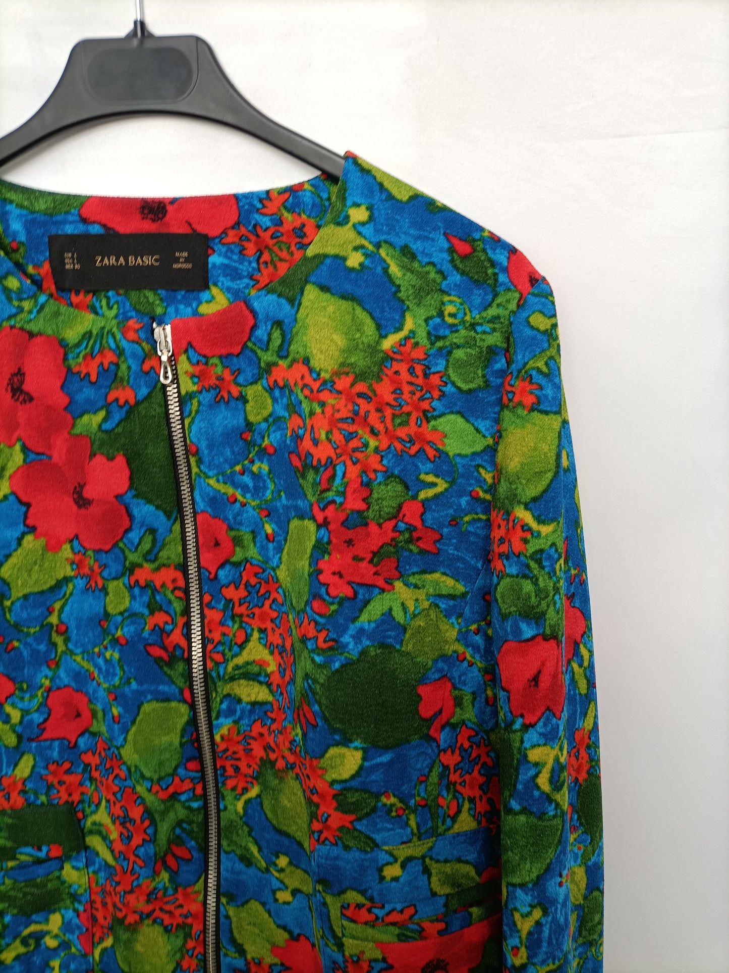 ZARA. Chaqueta azul floresT.l