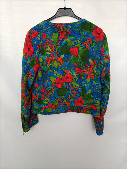 ZARA. Chaqueta azul floresT.l