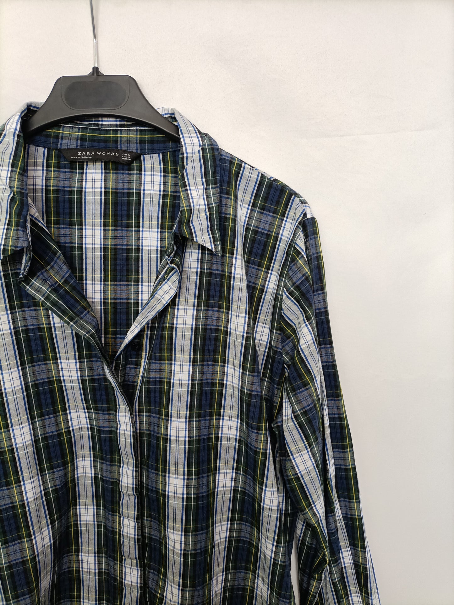 ZARA. Vestido camisero cuadros T.m