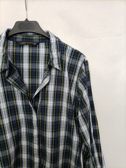 ZARA. Vestido camisero cuadros T.m