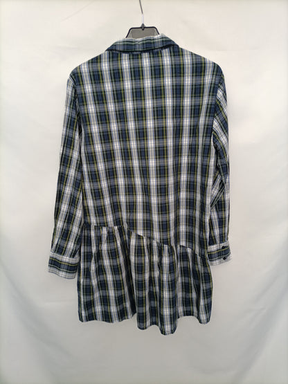 ZARA. Vestido camisero cuadros T.m