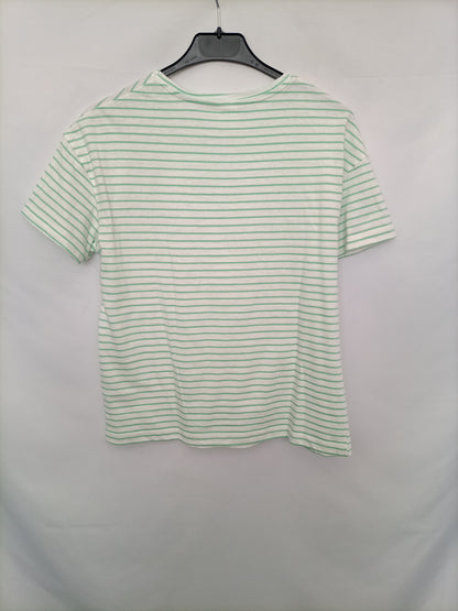 ZARA. Camiseta rayas verdes T.13/14