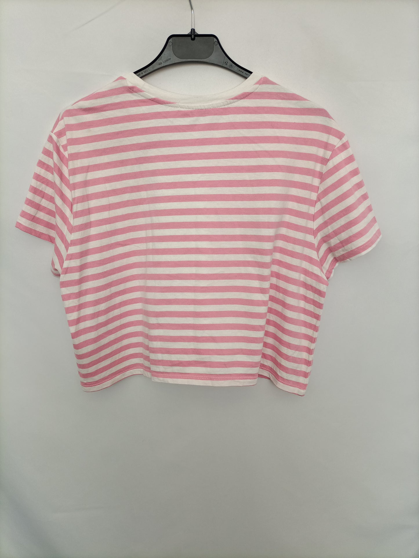 STRADIVARIUS. Camiseta rayas rosas T.l