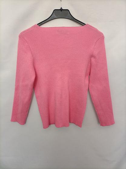 STRADIVARIUS. pink ribbed cardigan/top Tl