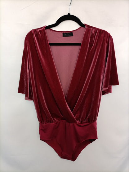 ZARA. Body terciopelo rosa  T.l