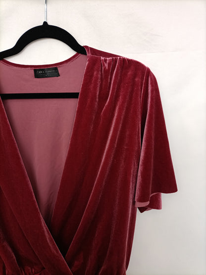 ZARA. Body terciopelo rosa  T.l