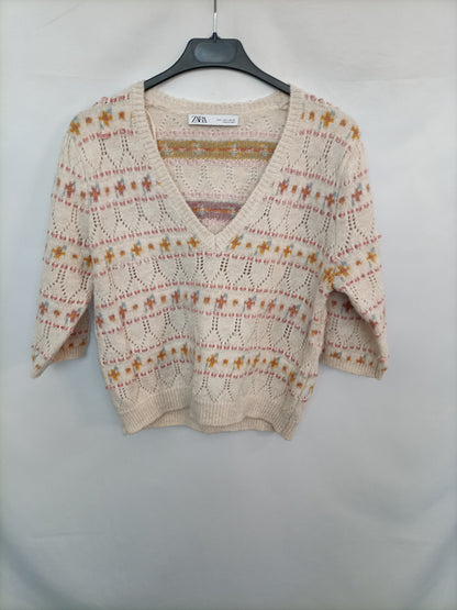 ZARA. Jersey cortito estilo retro T.l