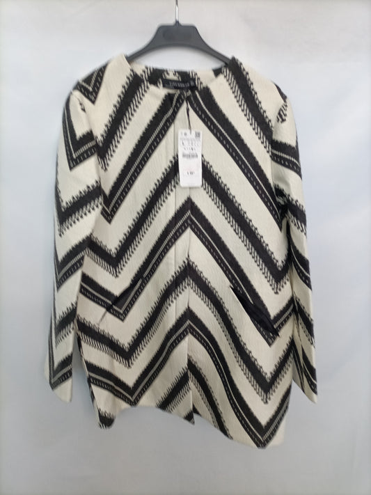 ZARA. Abrigo beige y negro  T.l