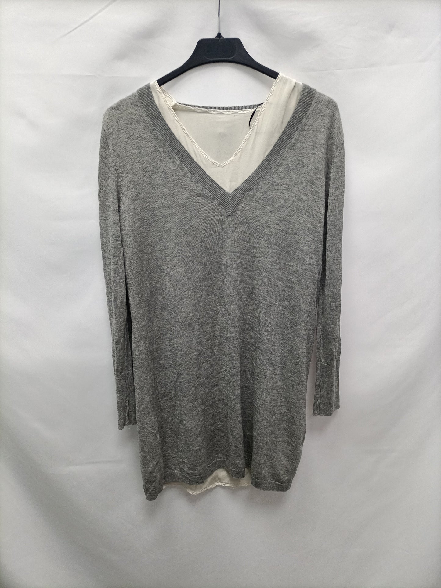 MASSIMO DUTTI.Jersey gris largo T.m