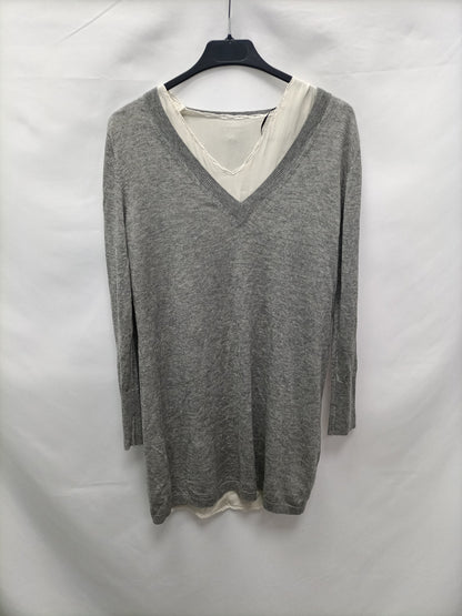MASSIMO DUTTI.Jersey gris largo T.m