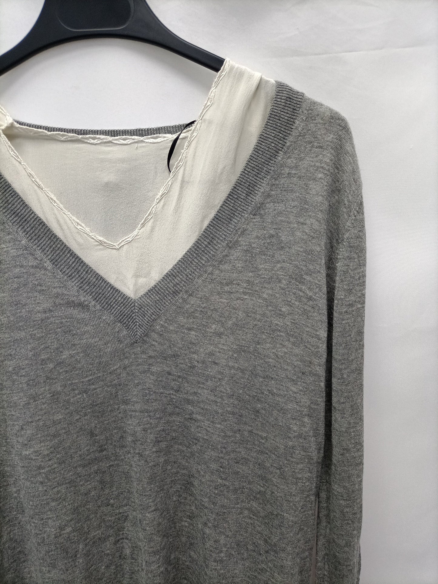 MASSIMO DUTTI.Jersey gris largo T.m