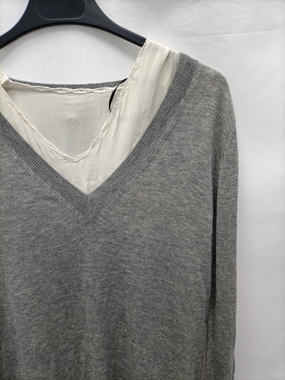MASSIMO DUTTI.Jersey gris largo T.m