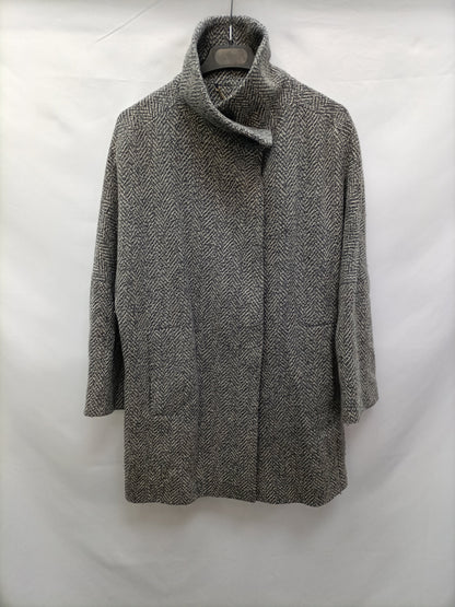 MASSIMO DUTTI. Abrigo jaspeado grisT.s