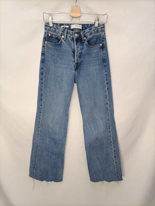 MANGO. Pantalón denim ancho T.34