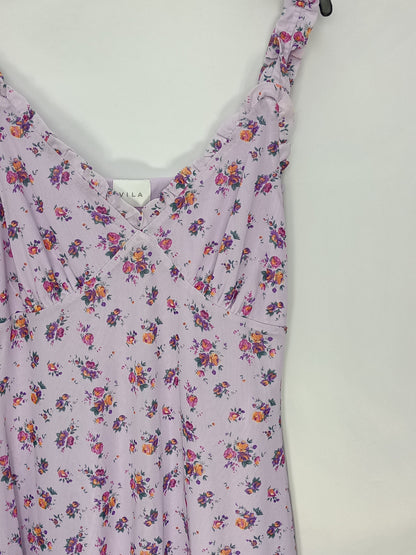 VILA. Vestido lila flores T.m