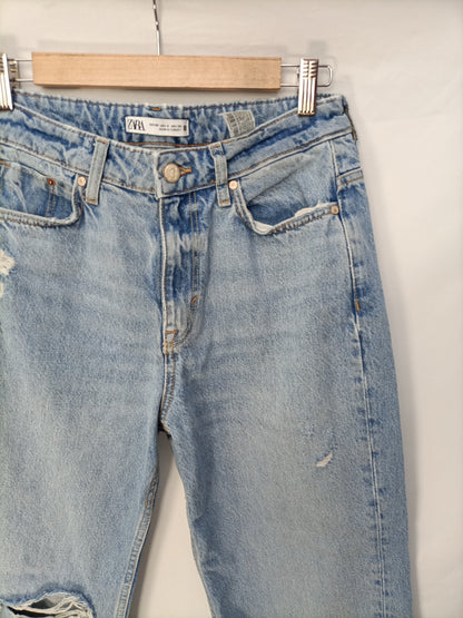 ZARA. Ripped straight-leg trousers, size 36