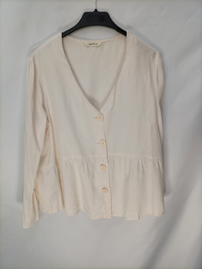 ESE O ESE. Blusa beige volante T.s