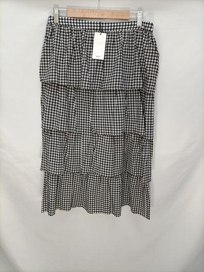 MANGO. Falda midi cuadros T.l
