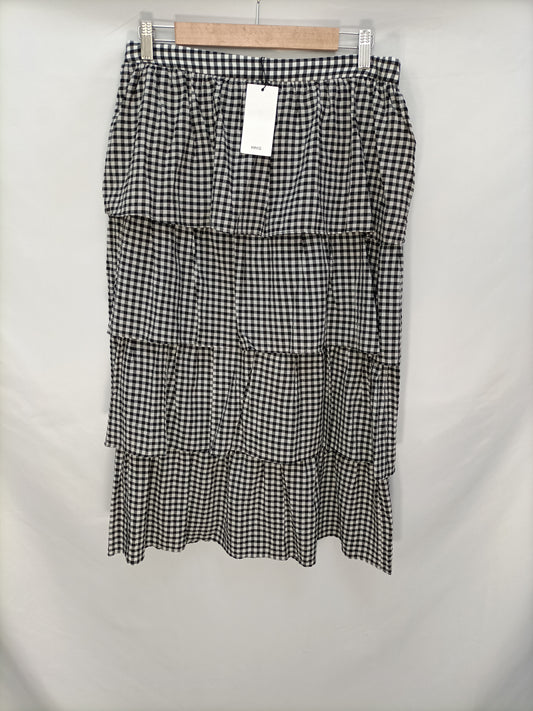 MANGO. Falda midi cuadros T.l