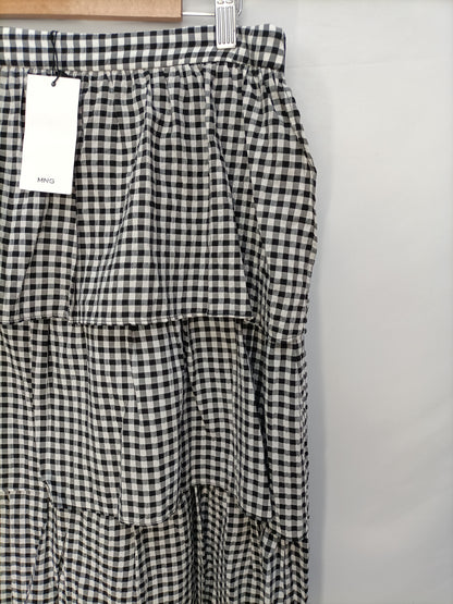 MANGO. Falda midi cuadros T.l