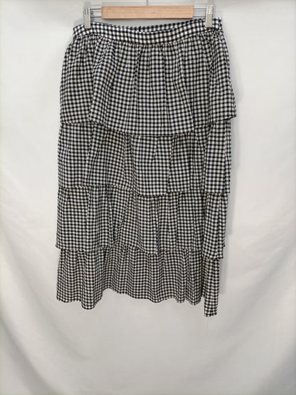 MANGO. Falda midi cuadros T.l