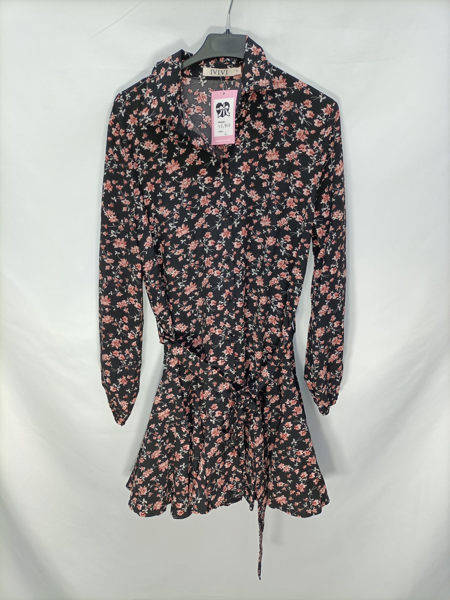 IVIVI. Vestido corto flores T.l