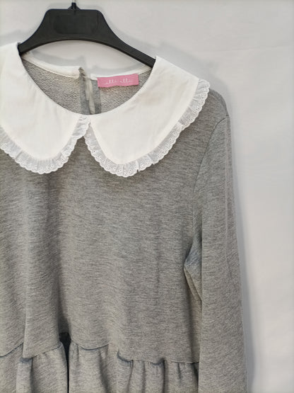 ALLO ALLO. Vestido gris cuello T.m/l