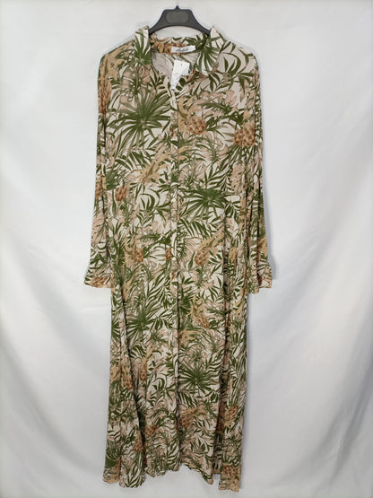 ARAVELA. Vestido camisero hojas  T.l