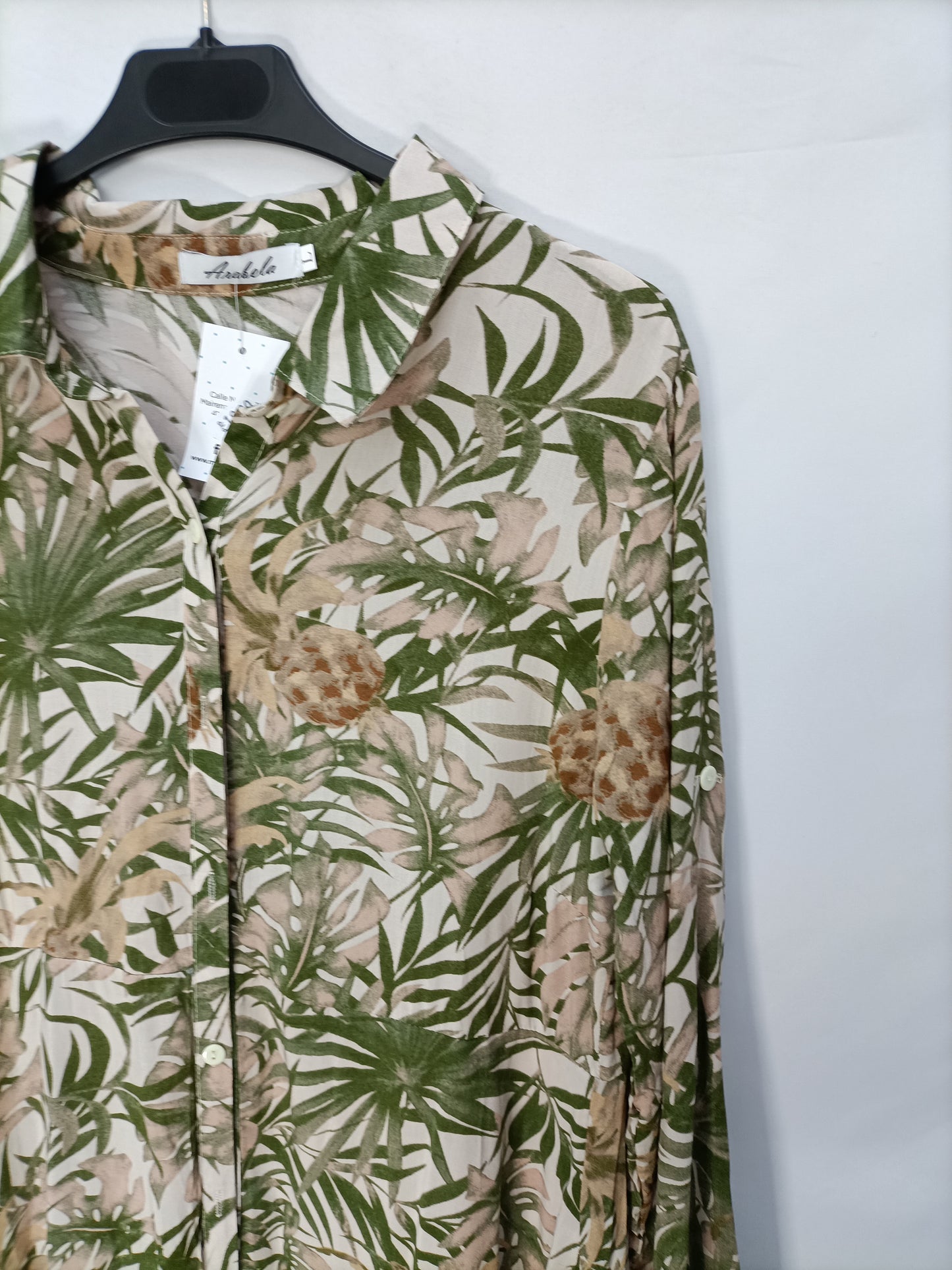 ARAVELA. Vestido camisero hojas  T.l