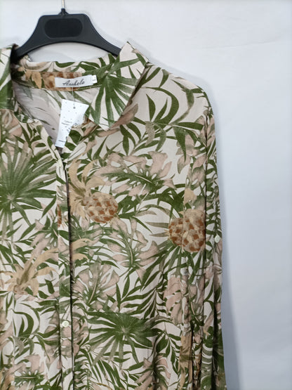 ARAVELA. Vestido camisero hojas  T.l