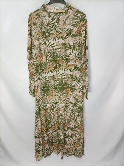 ARAVELA. Vestido camisero hojas  T.l