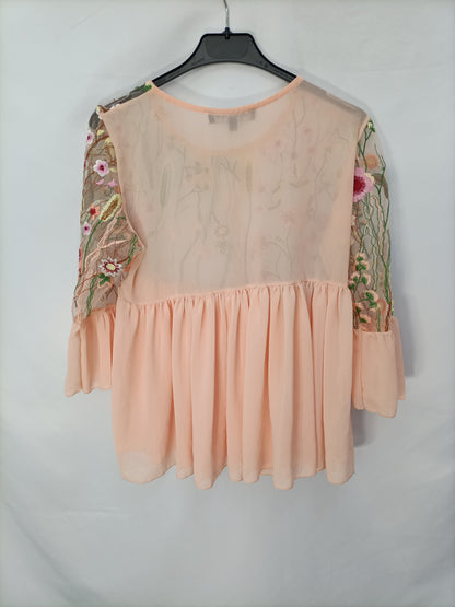 PARISIAM. Blusa rosa bordada T.M/L