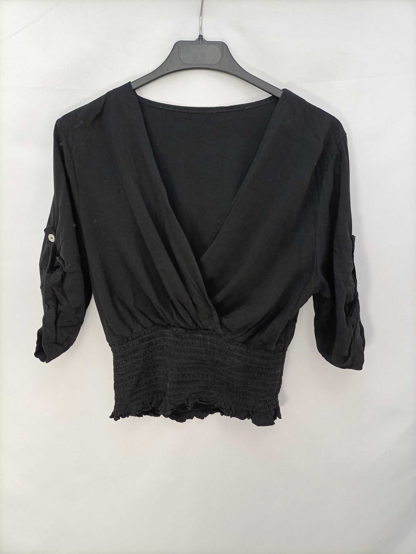 OTRAS. Top negro fruncido T.u(m)