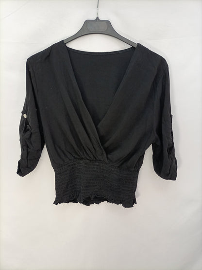 OTRAS. Top negro fruncido T.u(m)
