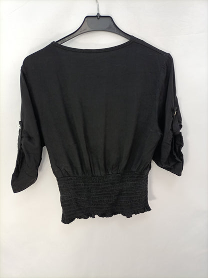 OTRAS. Top negro fruncido T.u(m)