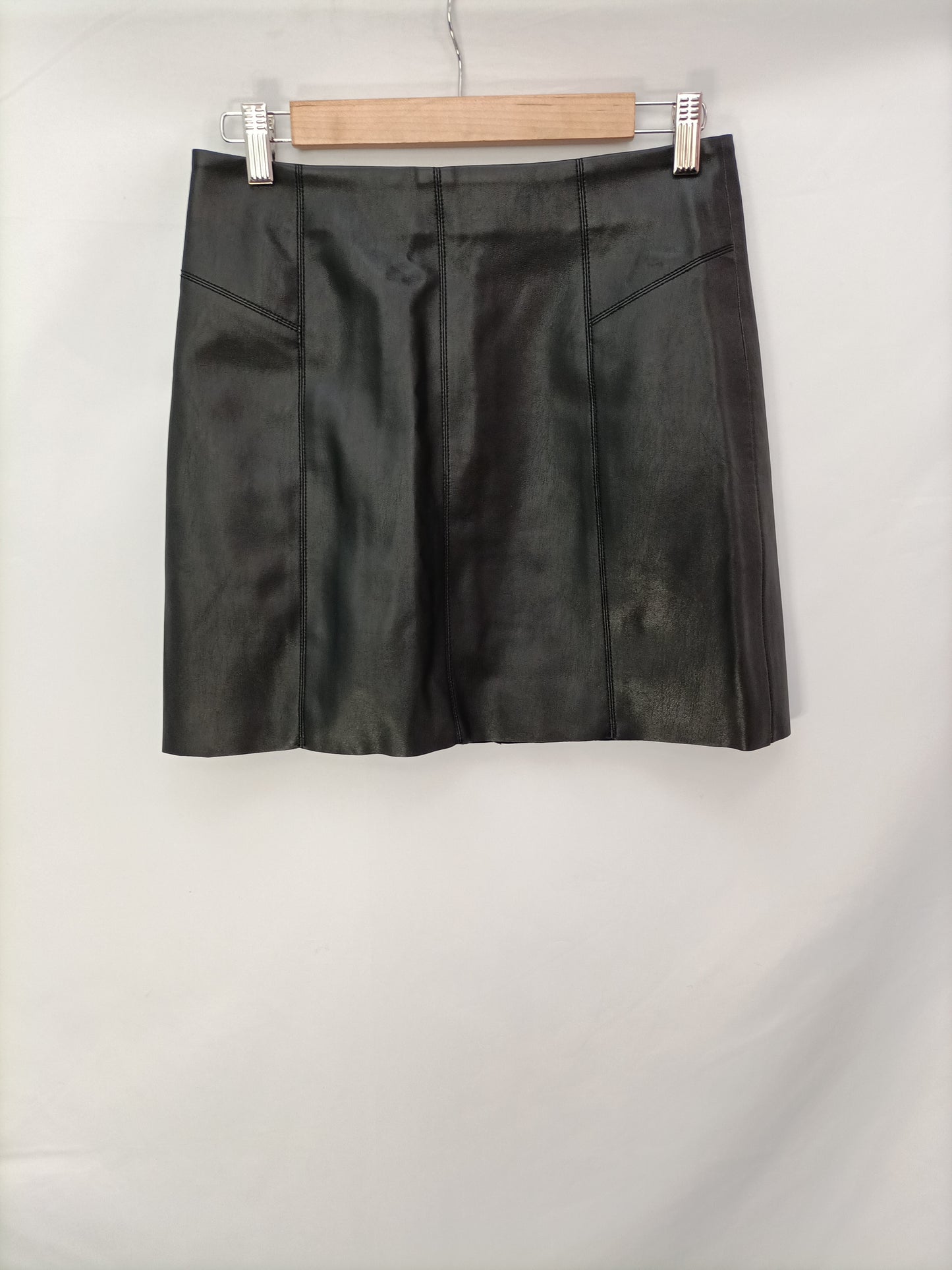 PIMKIE. Black faux leather skirt, size 36